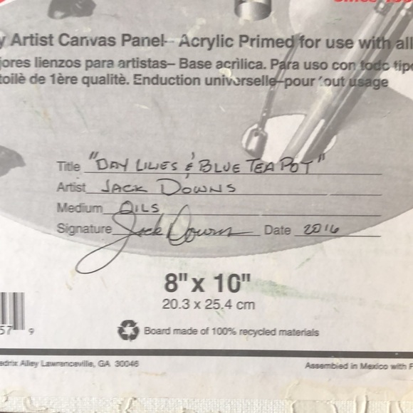 “Day Lilies and Blue Teapot” by Jack Downs oil on canvas 2016/8x10/not framed - Picture 6 of 9